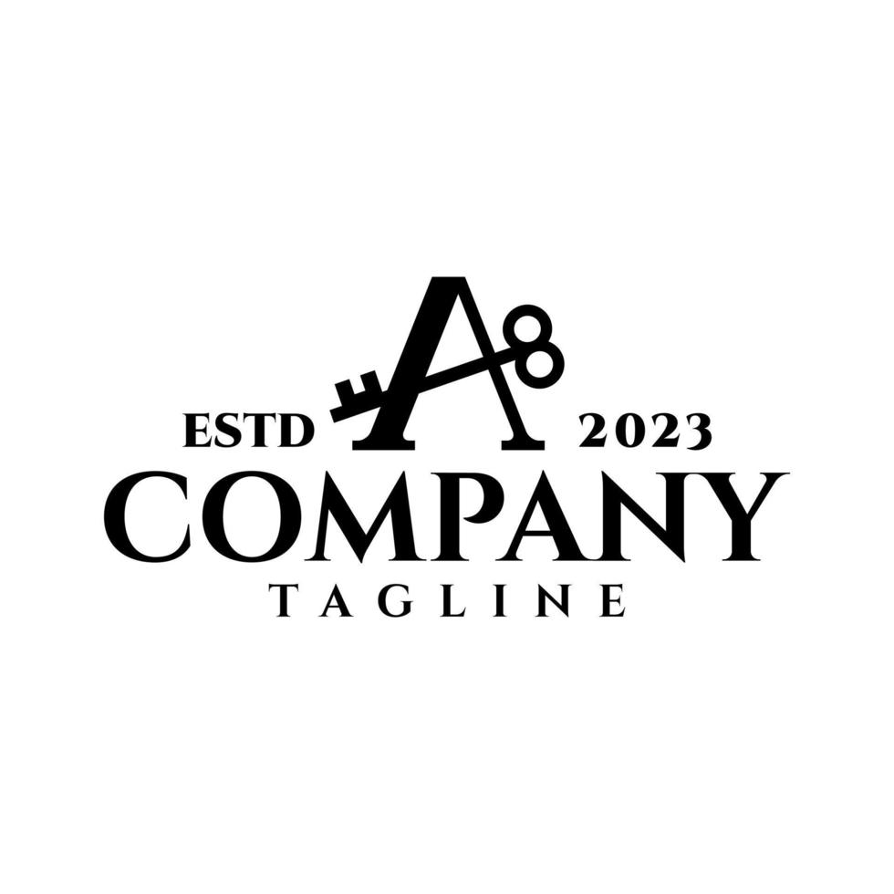 letter A and a key with elegant classic style. real estate company logo vector template.