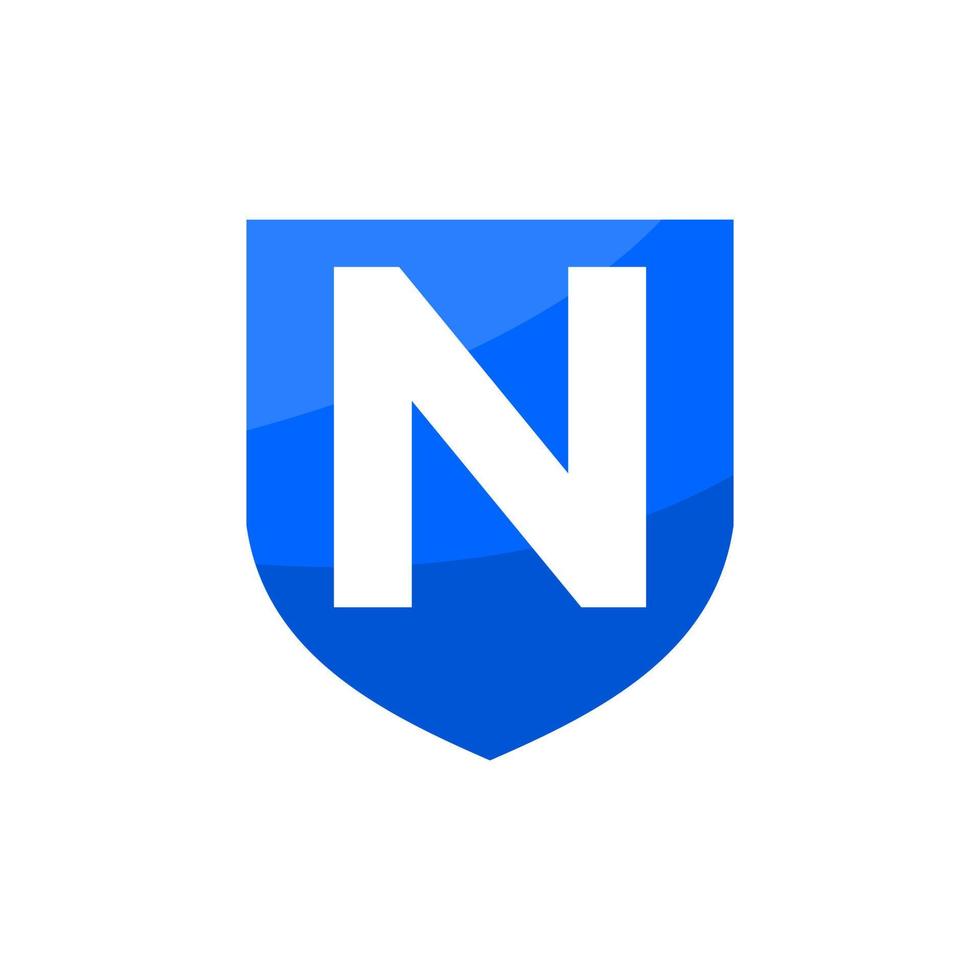 letter N inside a blue shield. good for any business related to security or defense company. vector