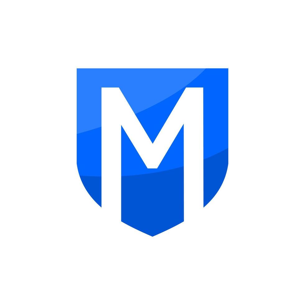 letter M inside a blue shield. good for any business related to security or defense company. vector