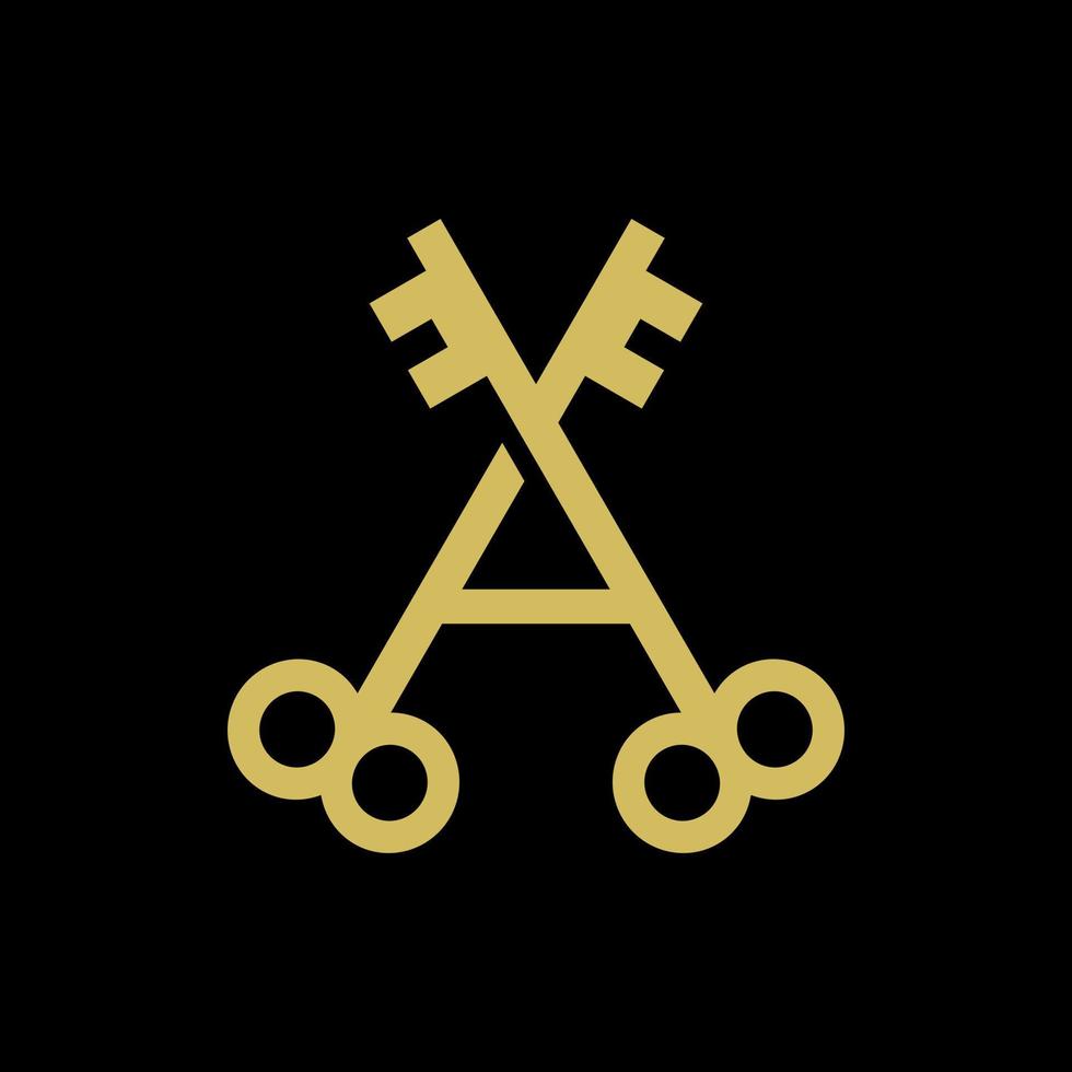 two keys forming a letter A with elegant classic style. real estate company logo vector template.
