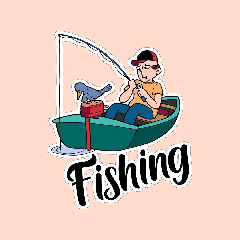 Beautiful fish stickers on colorful background for fishing lovers vector