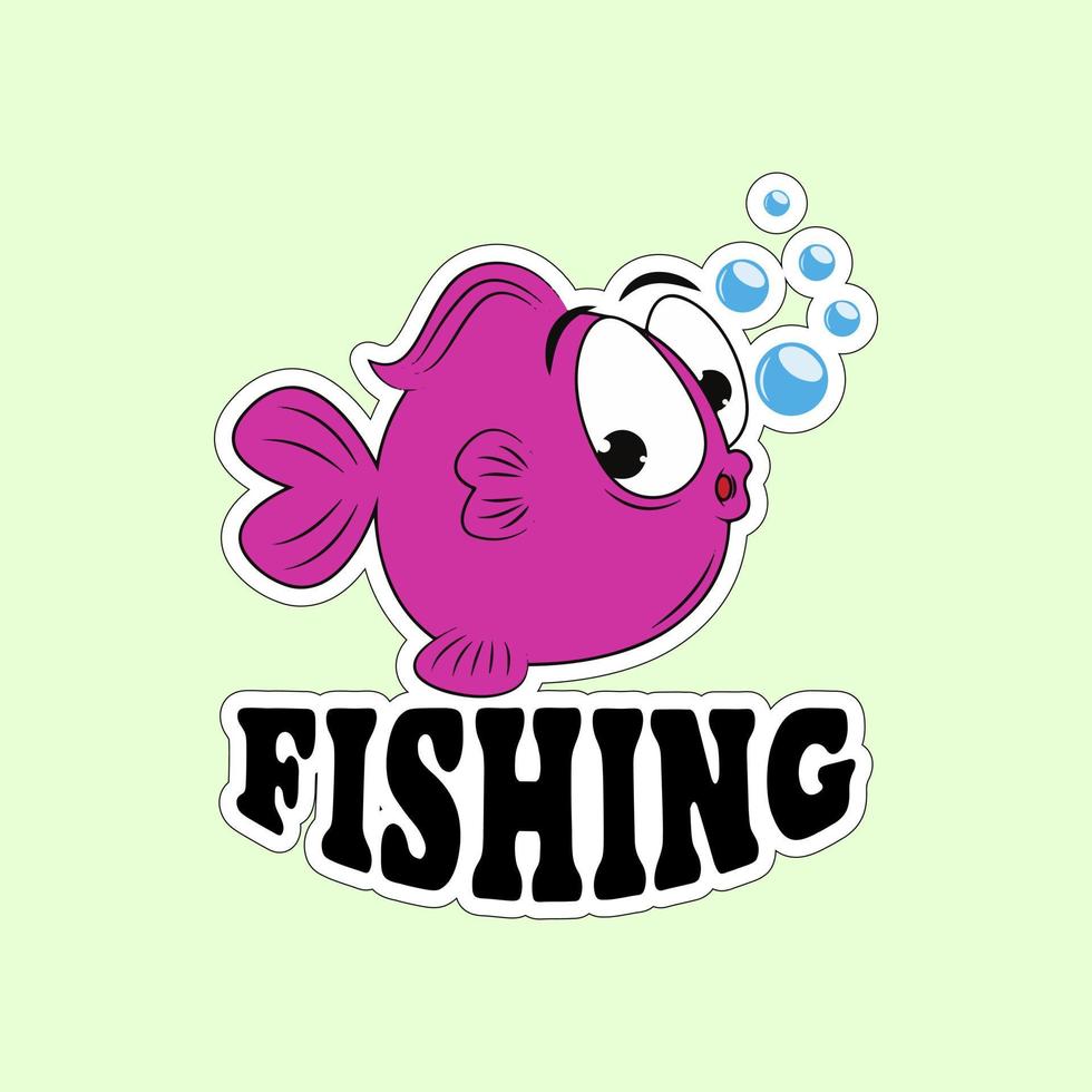 Beautiful fish stickers on colorful background for fishing lovers vector