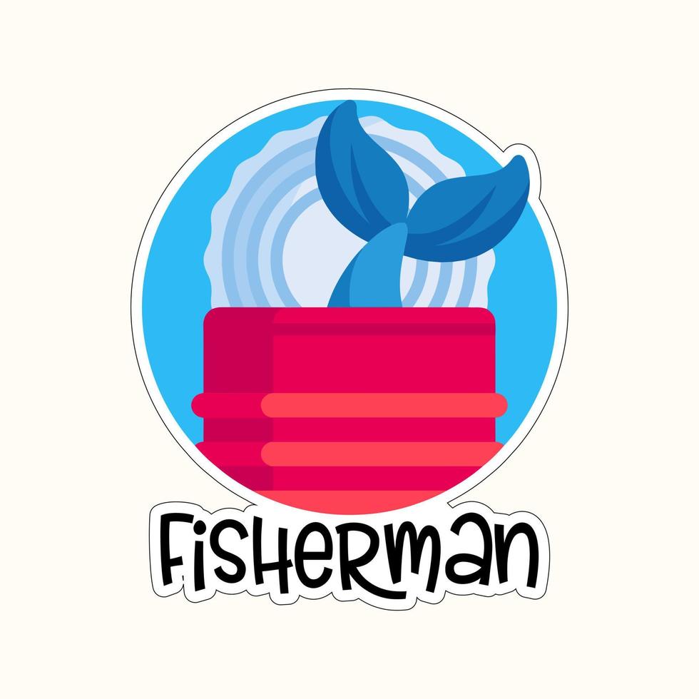 Beautiful fish stickers on colorful background for fishing lovers vector