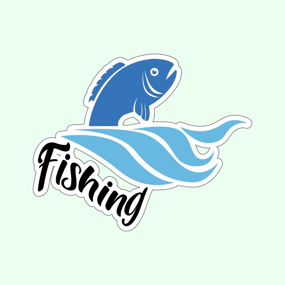 Beautiful fish stickers on colorful background for fishing lovers vector