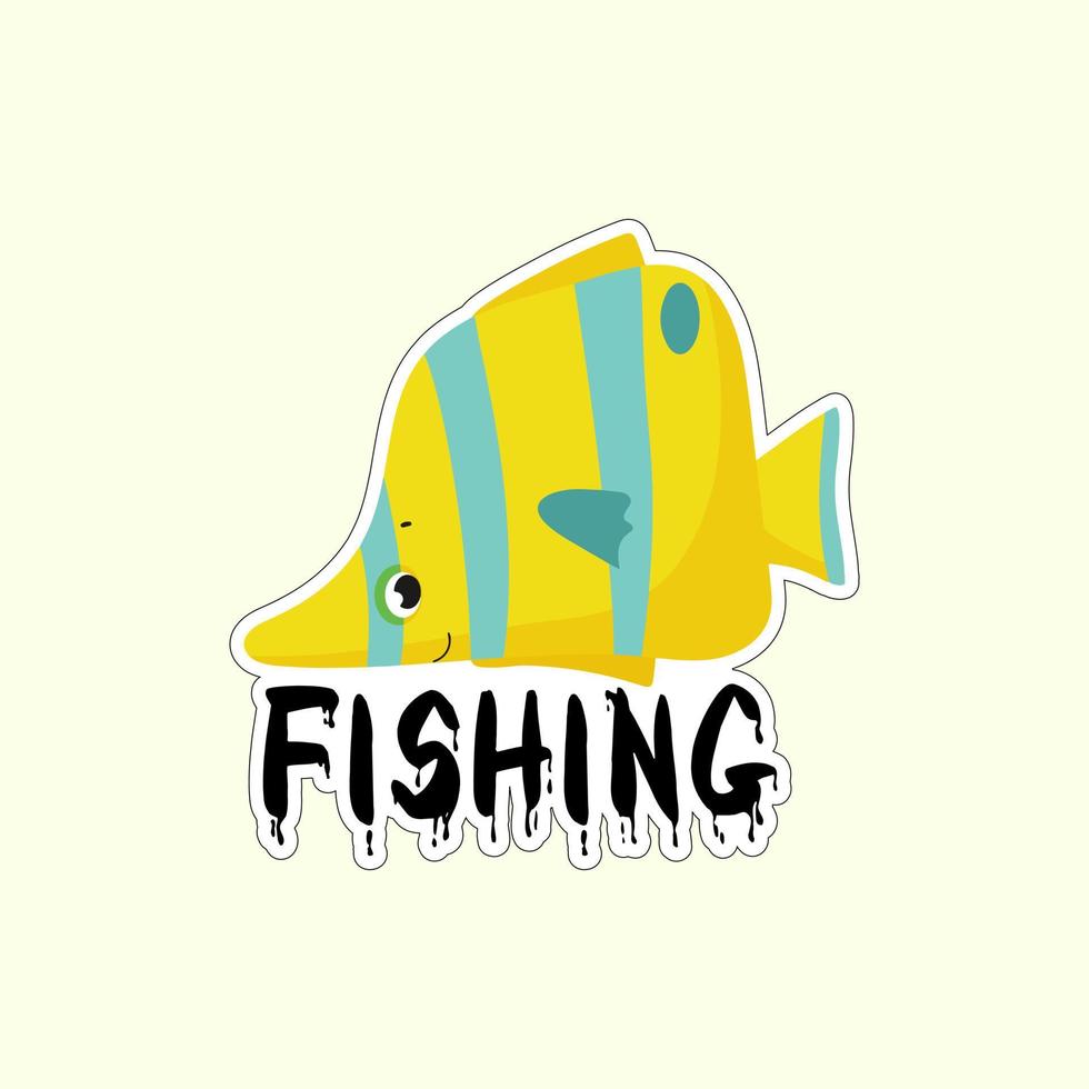 Beautiful fish stickers on colorful background for fishing lovers vector