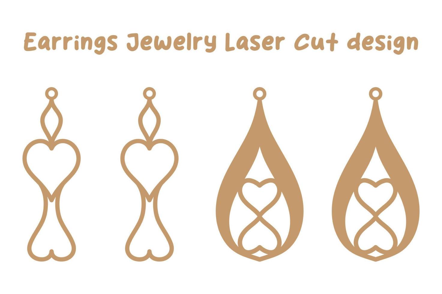 diseño de corte láser de joyería de aretes de san valentín vector