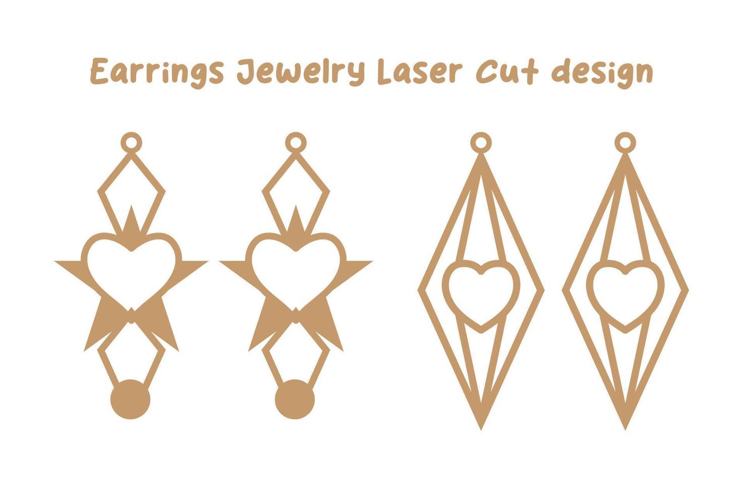 diseño de corte láser de joyería de aretes de san valentín vector