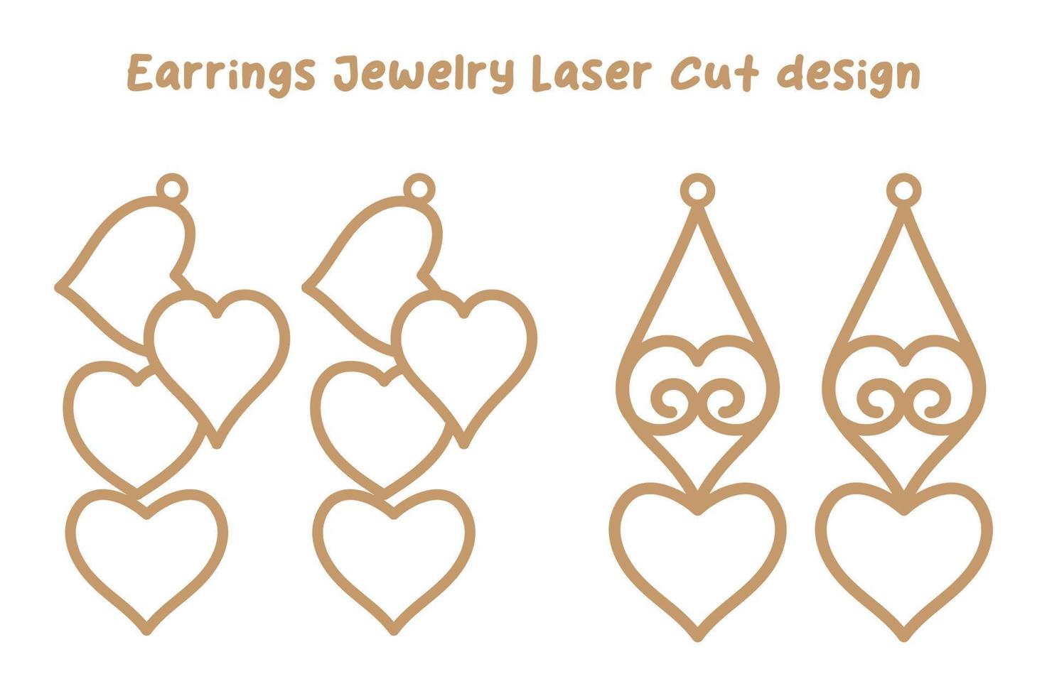 diseño de corte láser de joyería de aretes de san valentín vector