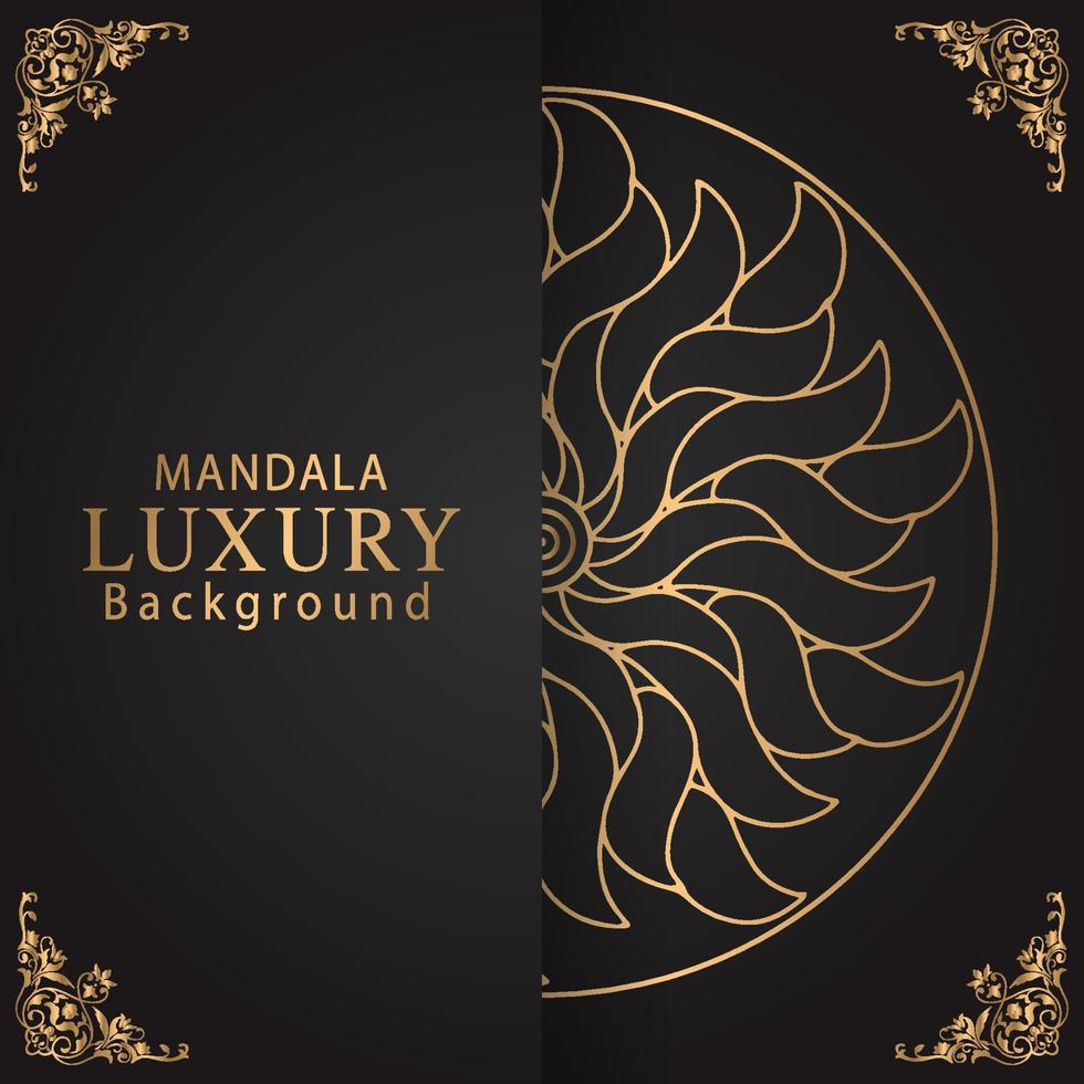 luxury mandala golden with a black background elegant design for anniversary invitation henna vector