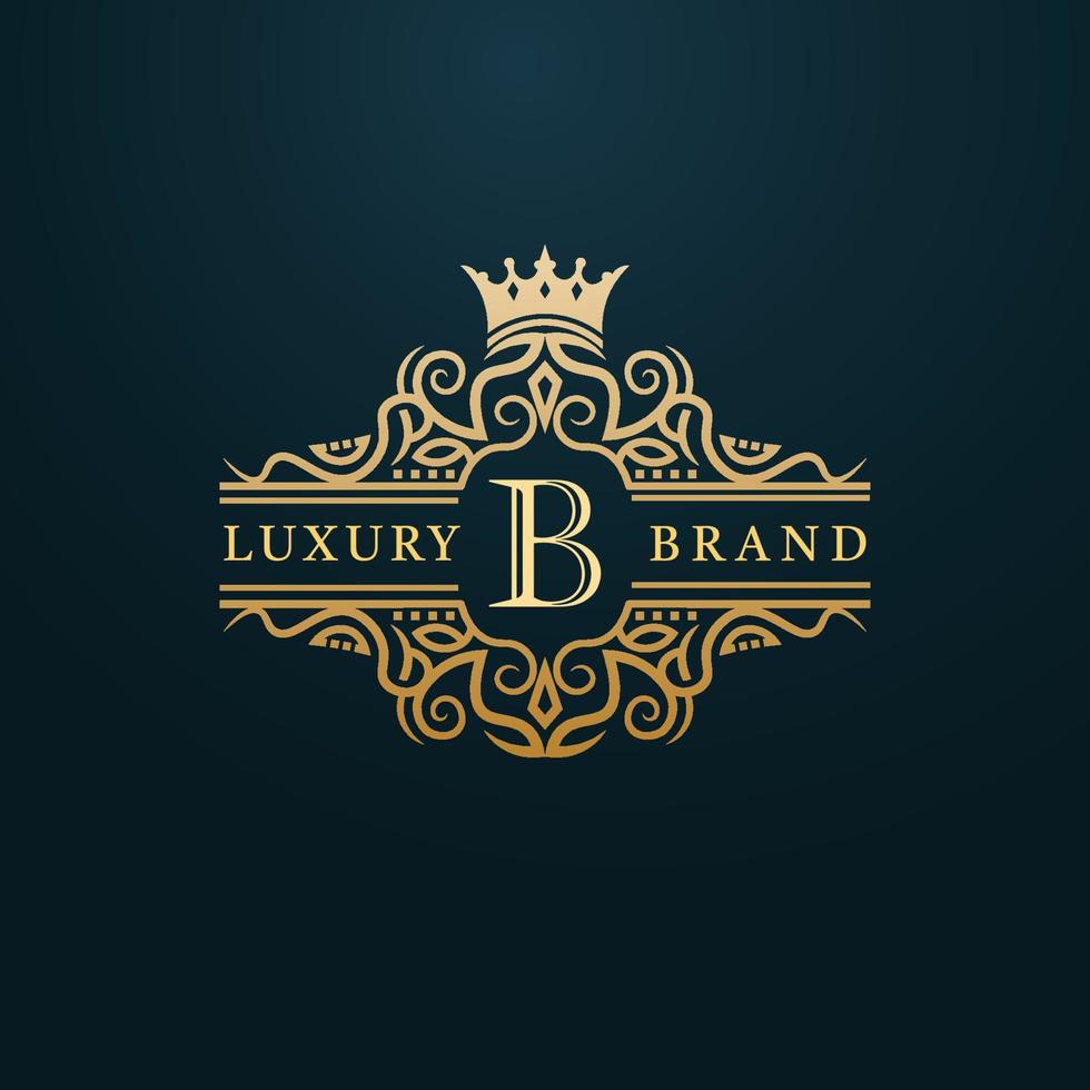 logotipo de letra b de oro de lujo. diseño de letra b inicial de logotipo de lujo vector