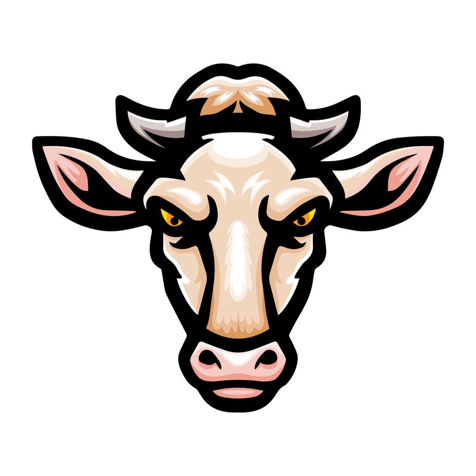 diseño de mascota con logotipo de cabeza de vaca vector