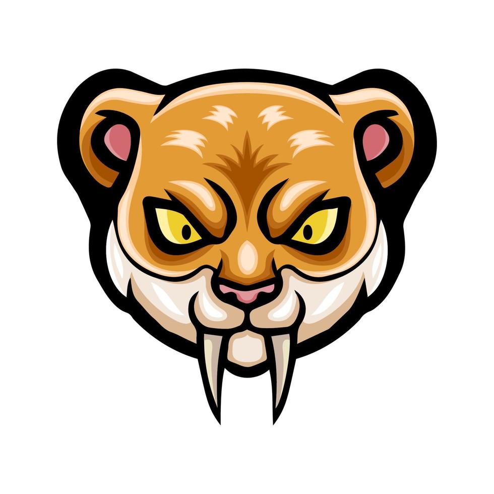 Sabertooth head logo mascot design vector