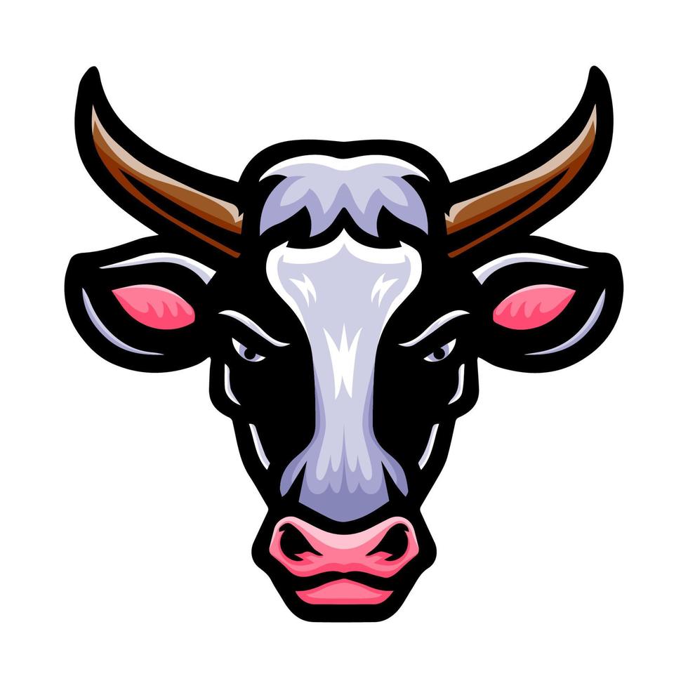 diseño de mascota con logotipo de cabeza de vaca vector