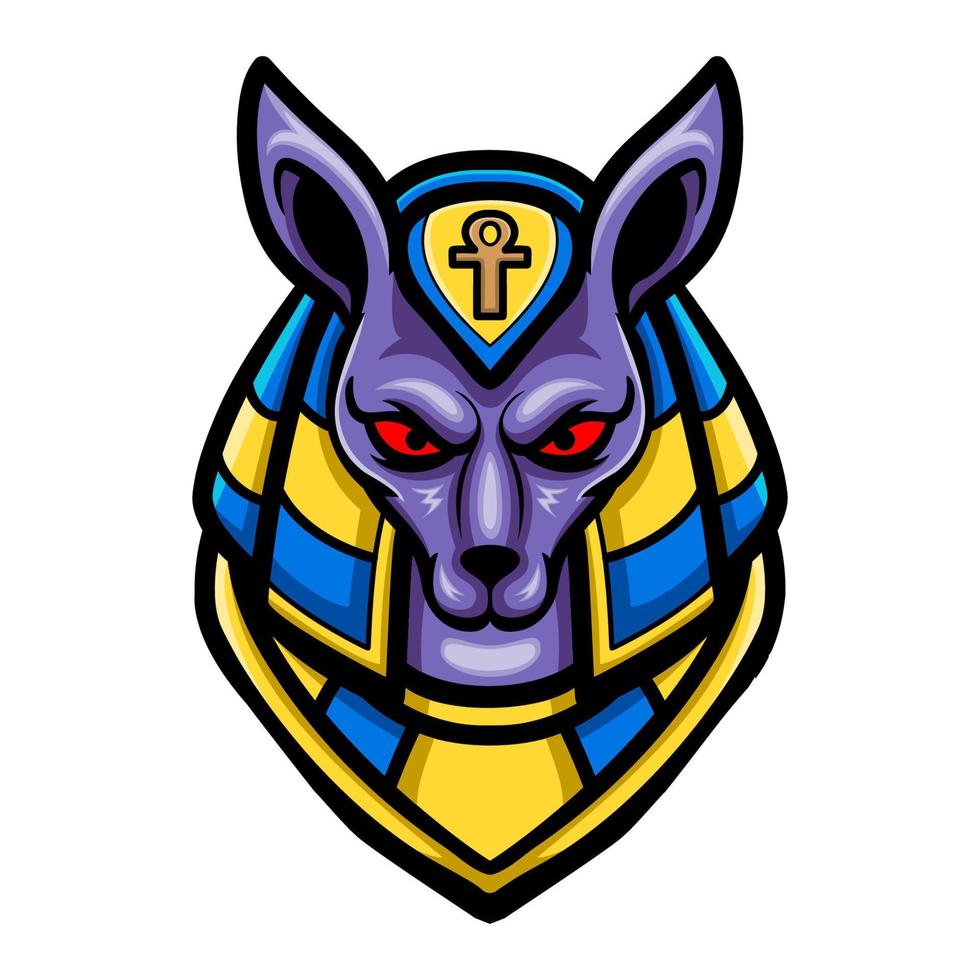 diseño de la mascota del logotipo de la cabeza de anubis vector