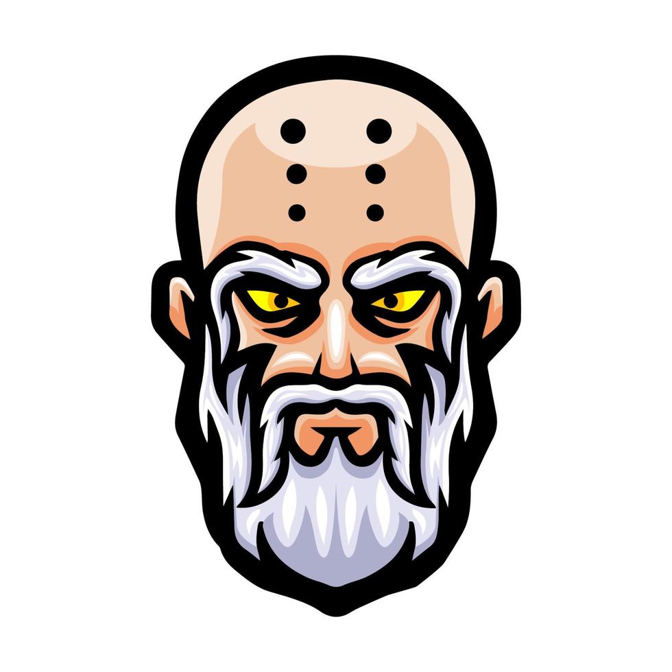 Shaolin head logo mascot design vector