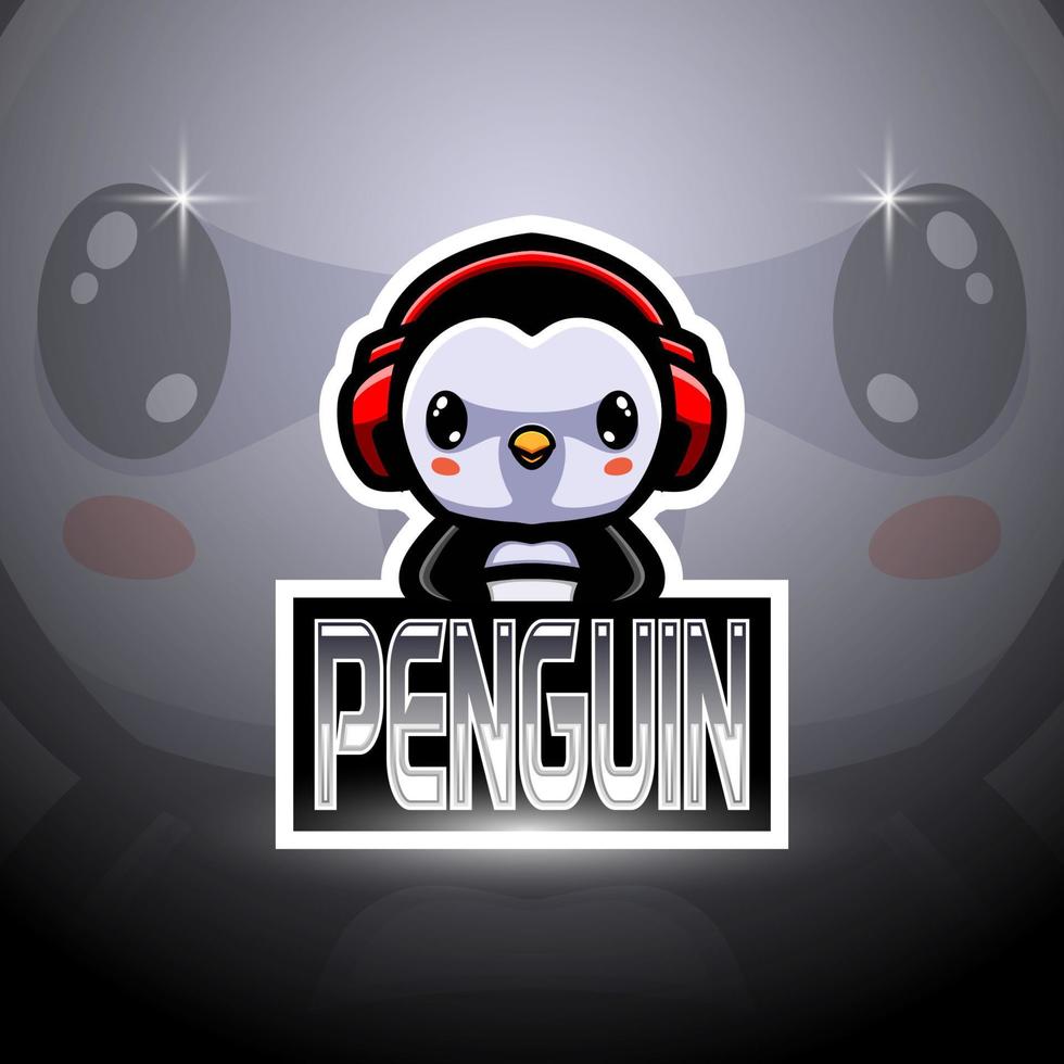 diseño de logotipo de mascota de pingüino esport vector