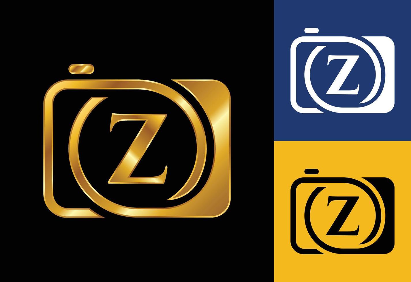 Initial Z monogram letter with a camera icon. Logo for photography business, and company identity vector