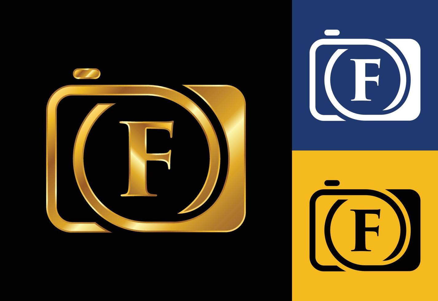 Initial F monogram letter with a camera icon. Logo for photography business, and company identity vector