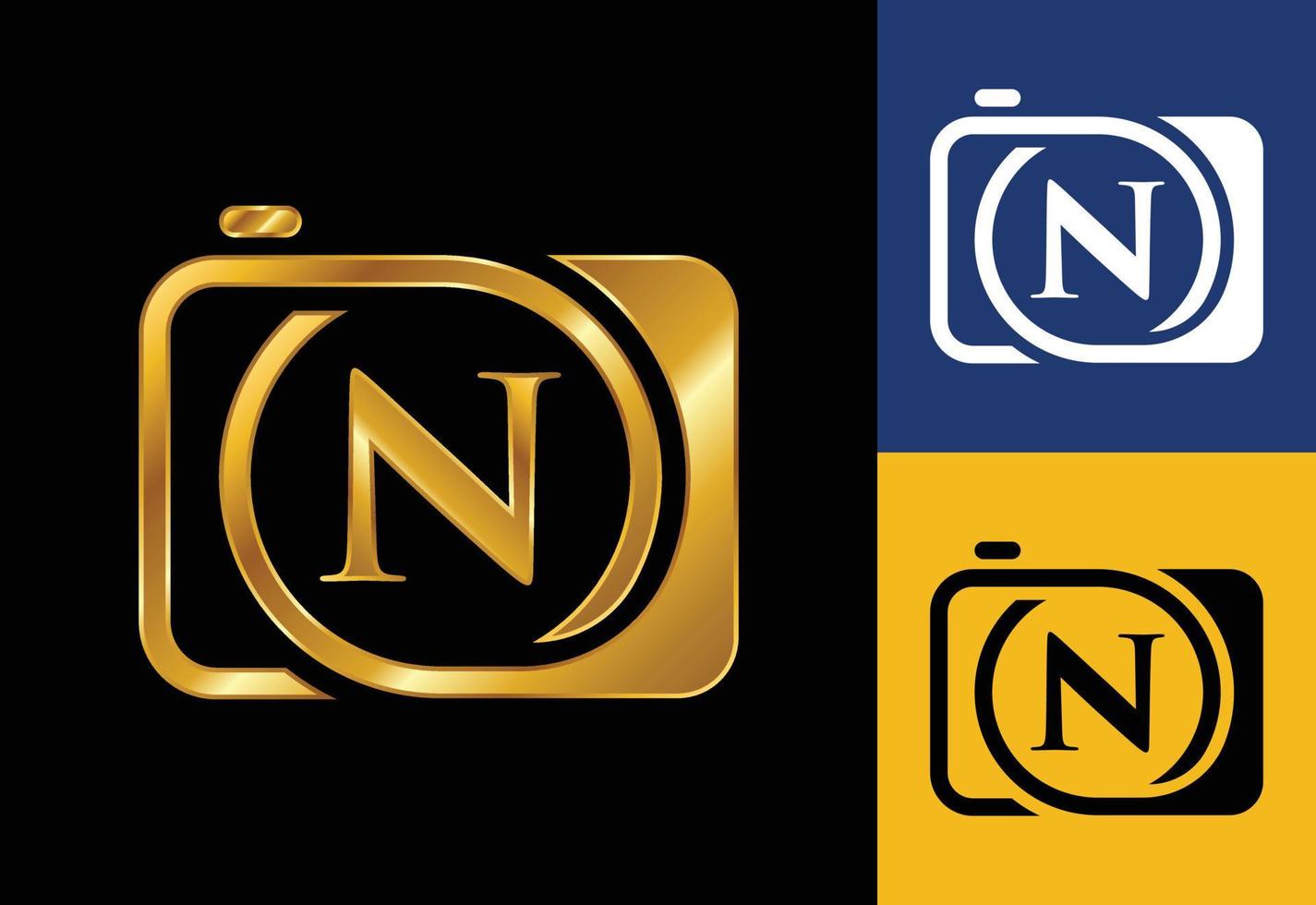 Initial N monogram letter with a camera icon. Logo for photography business, and company identity vector