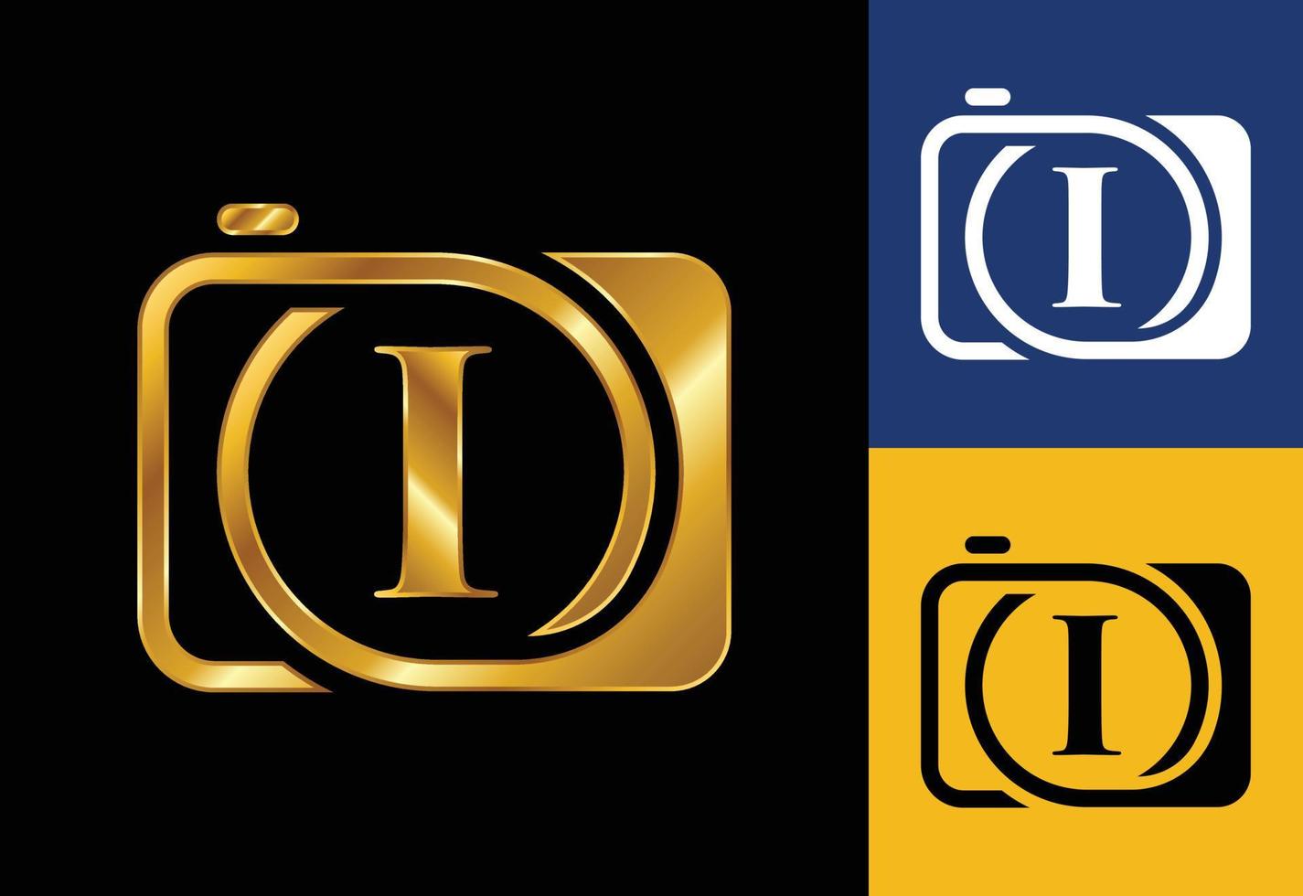 letra inicial del monograma i con un icono de cámara. logotipo para el negocio de la fotografía y la identidad de la empresa vector