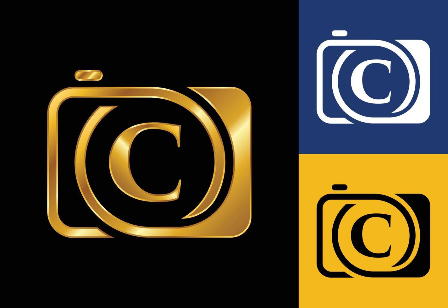 letra del monograma c inicial con un icono de cámara. logotipo para el negocio de la fotografía y la identidad de la empresa vector