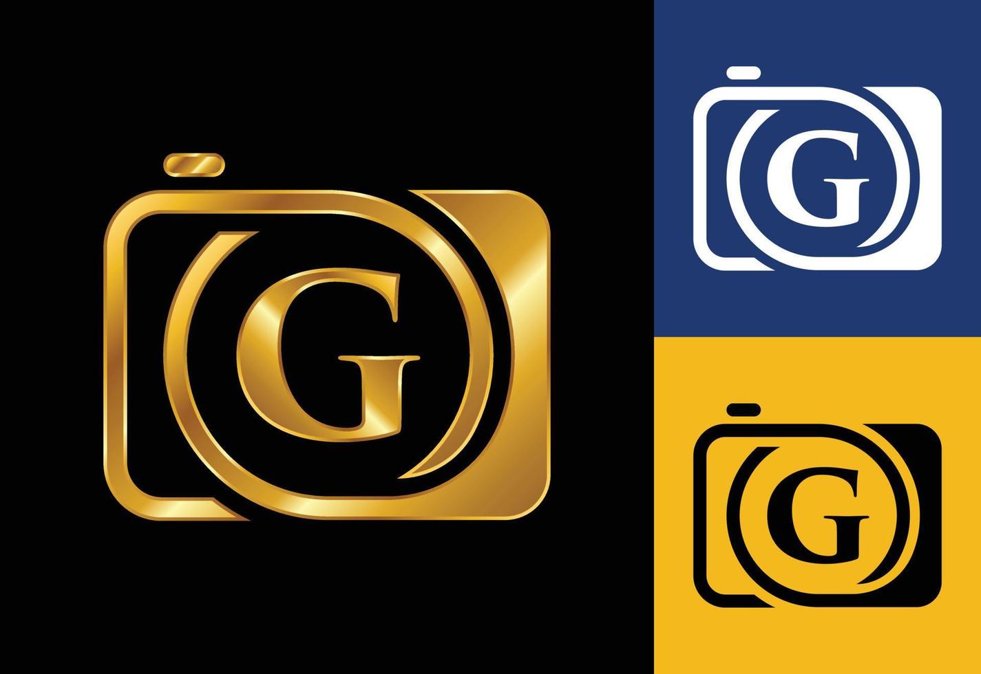 Initial G monogram letter with a camera icon. Logo for photography business, and company identity vector