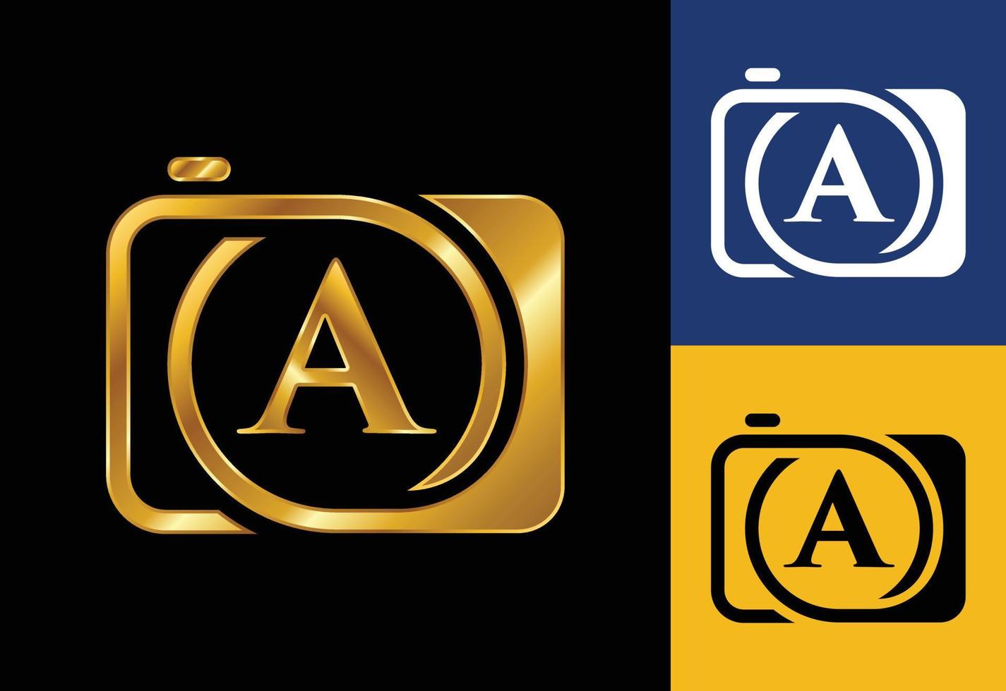 Initial A monogram letter with a camera icon. Logo for photography business, and company identity vector