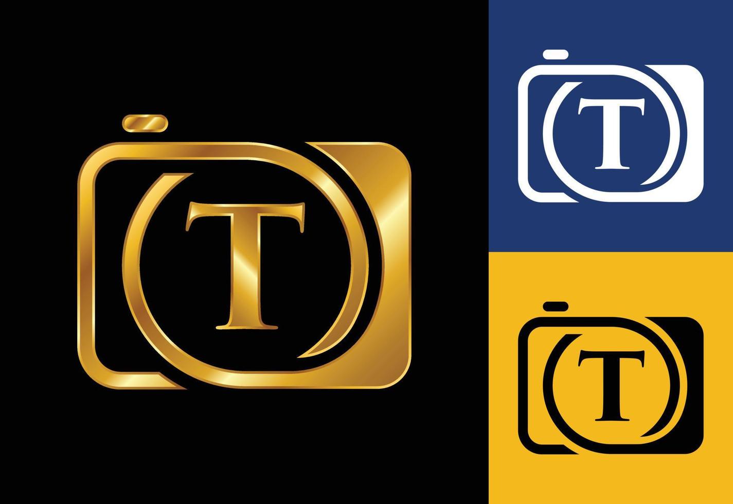 letra inicial del monograma t con un icono de cámara. logotipo para el negocio de la fotografía y la identidad de la empresa vector