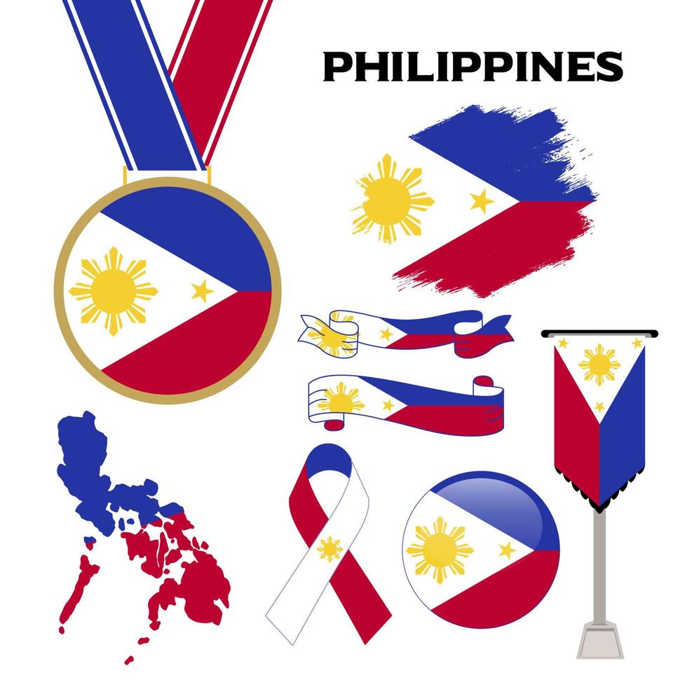 Elements Collection With The Flag of Philippines Design Template vector