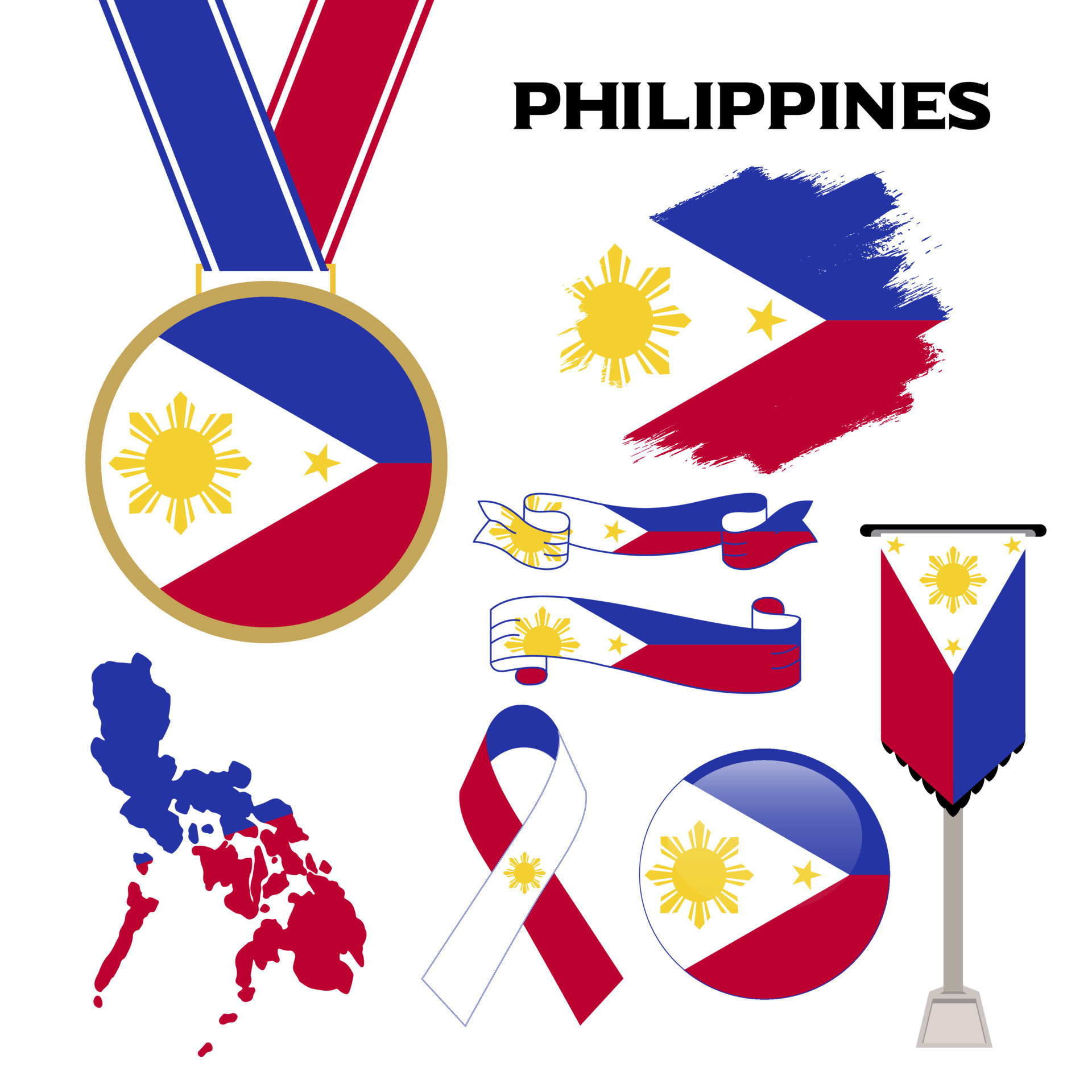 Elements Collection With The Flag of Philippines Design Template