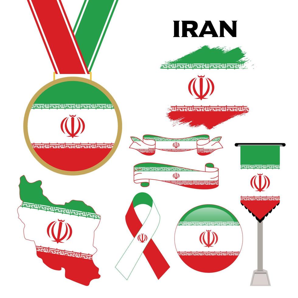 Elements Collection With The Flag of Iran Design Template vector