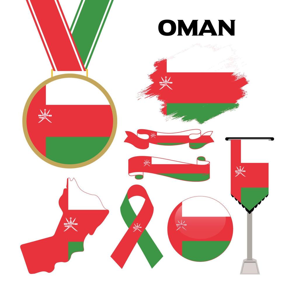 Elements Collection With The Flag of Oman Design Template vector