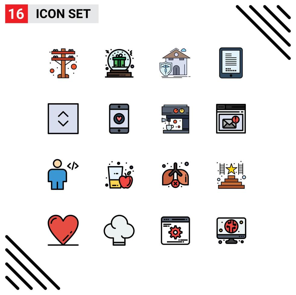 16 líneas rellenas de colores planos vectoriales temáticos y símbolos editables de flechas protección de codificación de seguros de hardware elementos de diseño de vectores creativos editables