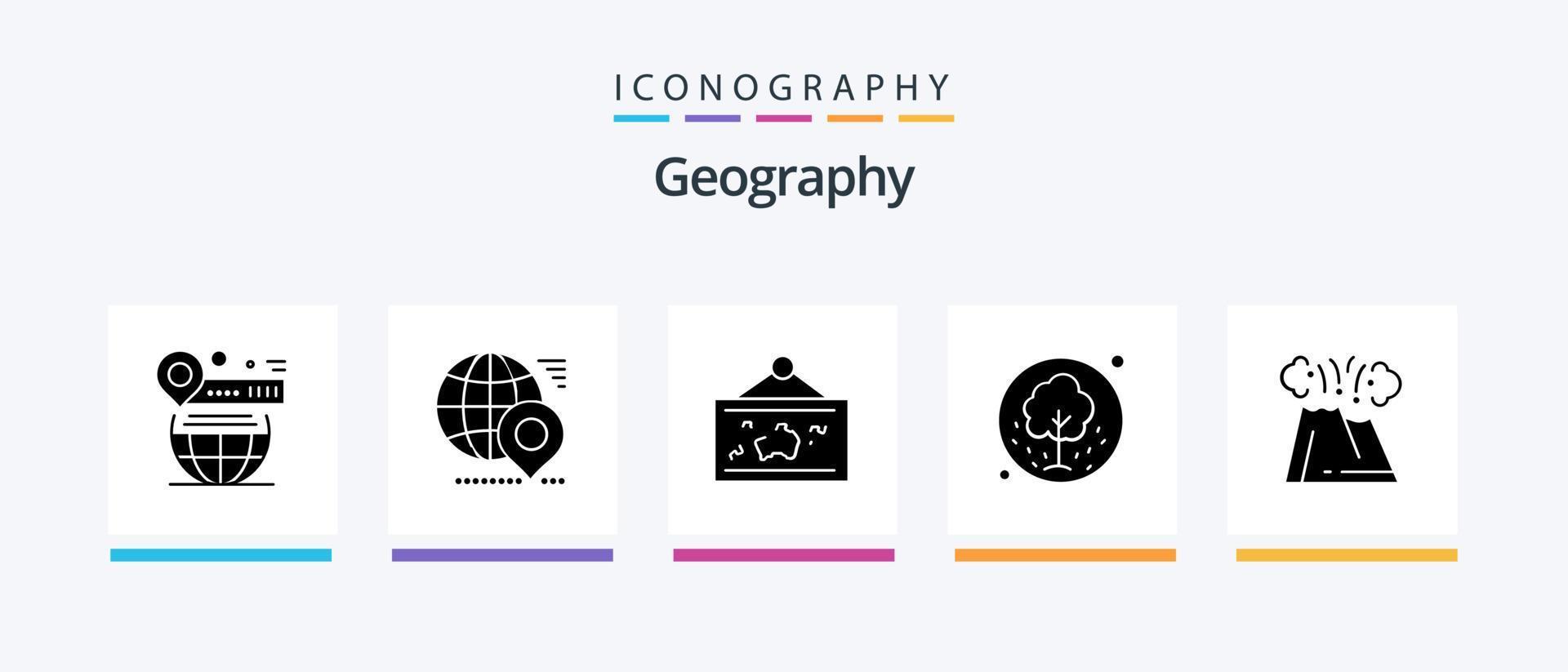 paquete de iconos de glifo 5 de geografía que incluye planta. árbol. alfiler. fotografía. colgar. diseño de iconos creativos vector