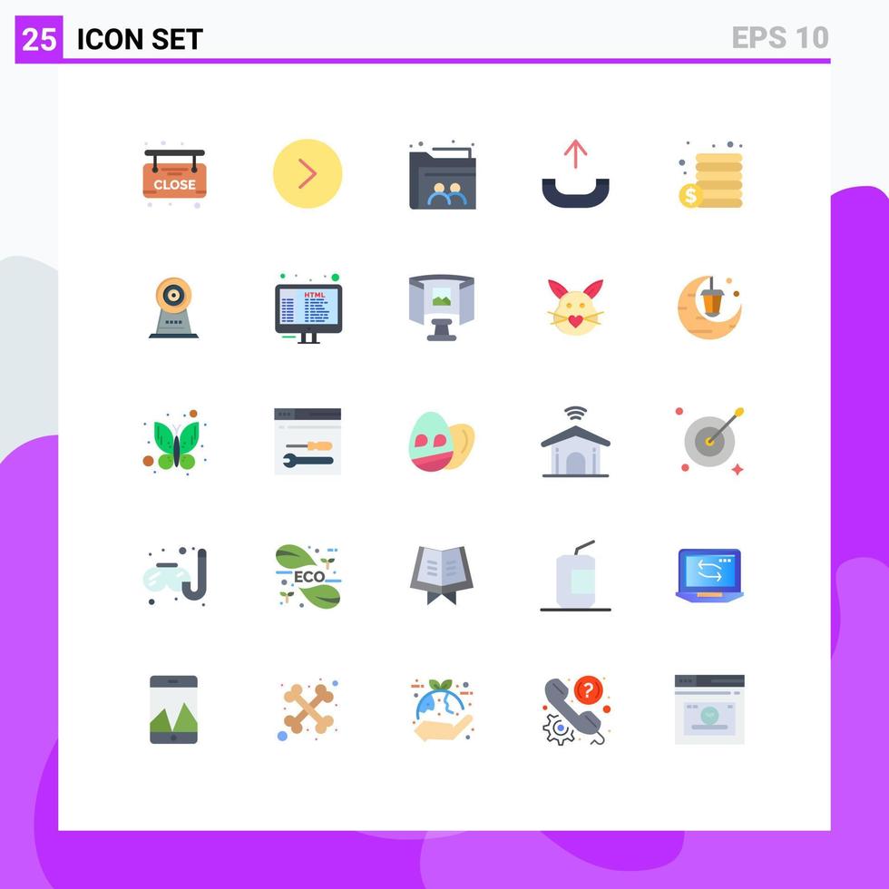 Modern Set of 25 Flat Colors Pictograph of webcam money file coins phone Editable Vector Design Elements