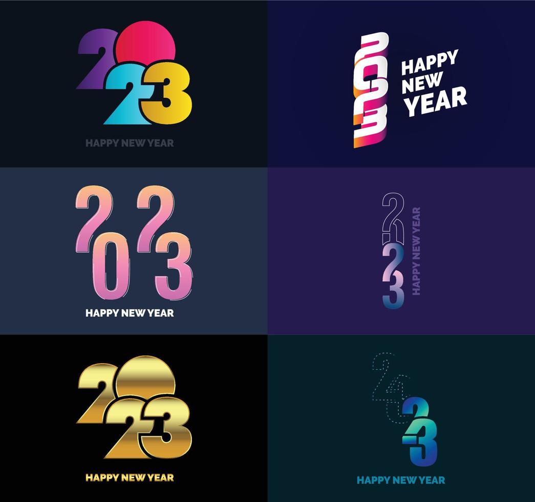 Big Collection of 2023 Happy New Year symbols Cover of business diary for 2023 with wishes vector