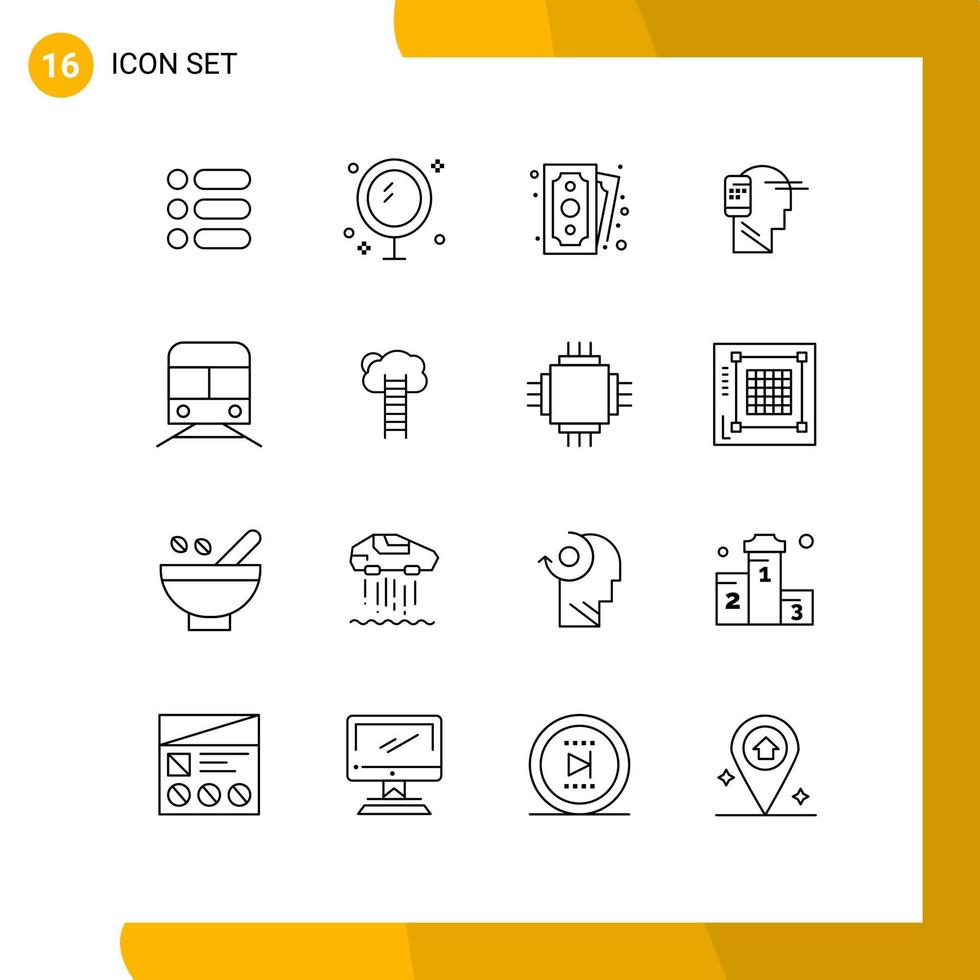 Stock Vector Icon Pack of 16 Line Signs and Symbols for mobility human shower connected shopping Editable Vector Design Elements
