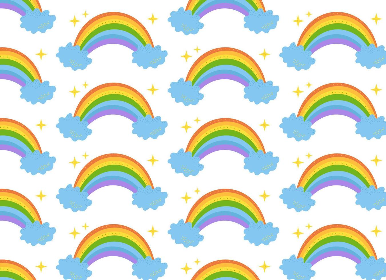 Seamless vector pattern rainbow and clouds and stars