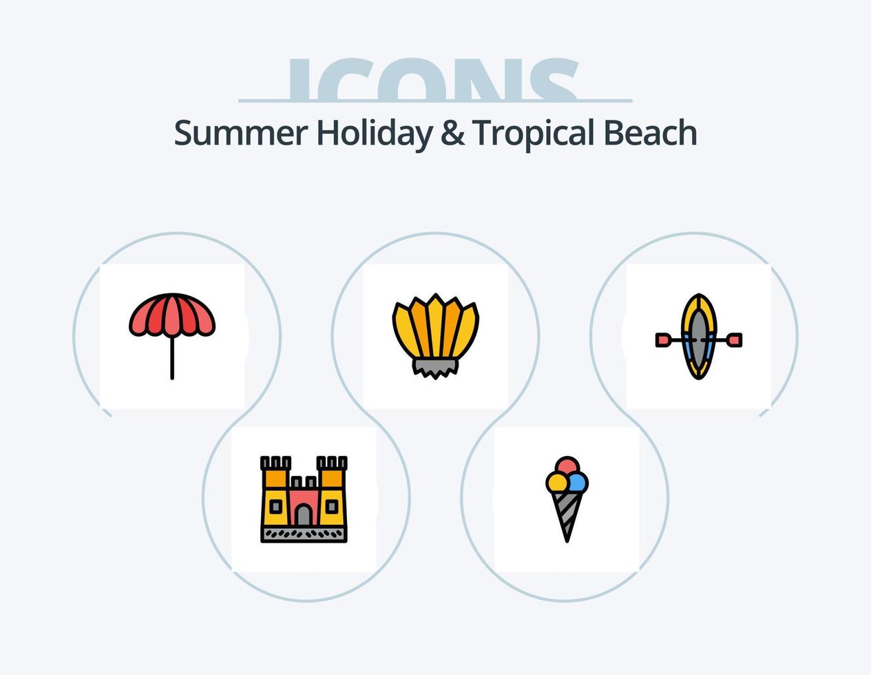 Beach Line Filled Icon Pack 5 Icon Design. boat. ship. wet. juice. beach vector