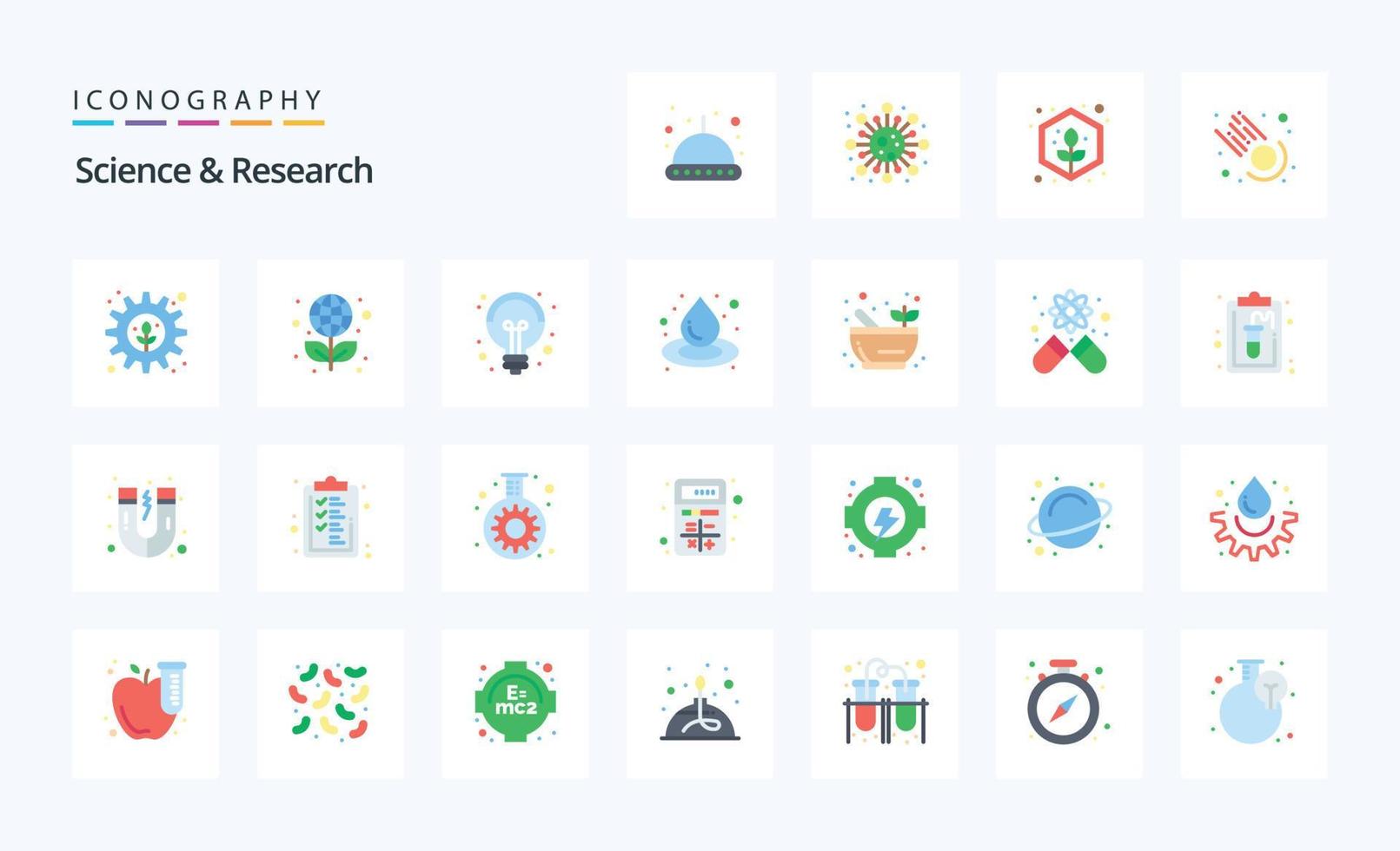 25 Science Flat color icon pack vector