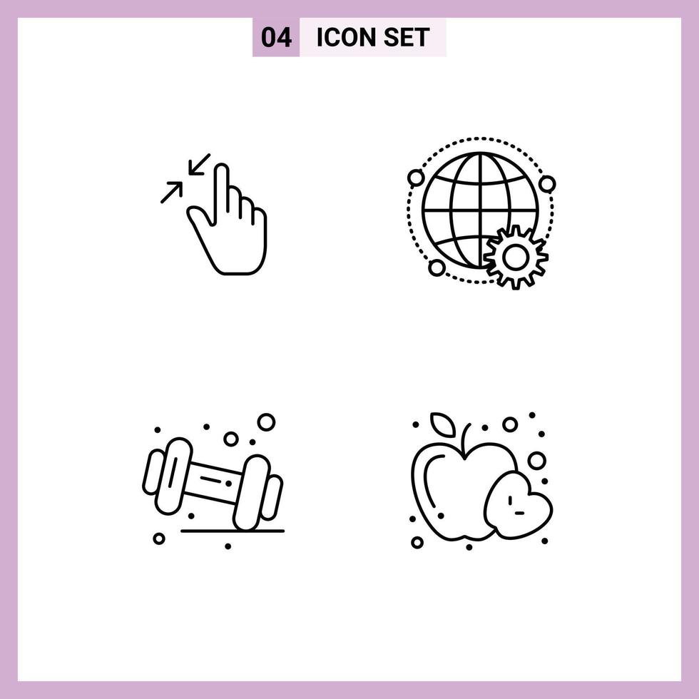 4 Line concept for Websites Mobile and Apps contract multiplayer pinch online dumbbell Editable Vector Design Elements