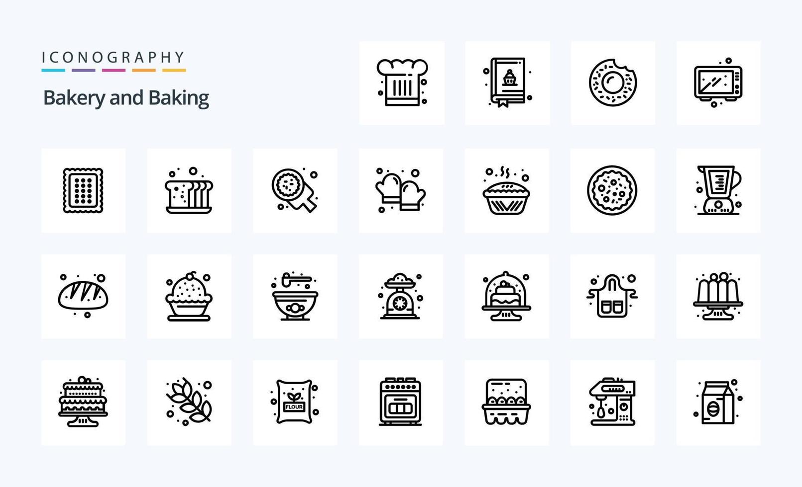 25 Baking Line icon pack vector