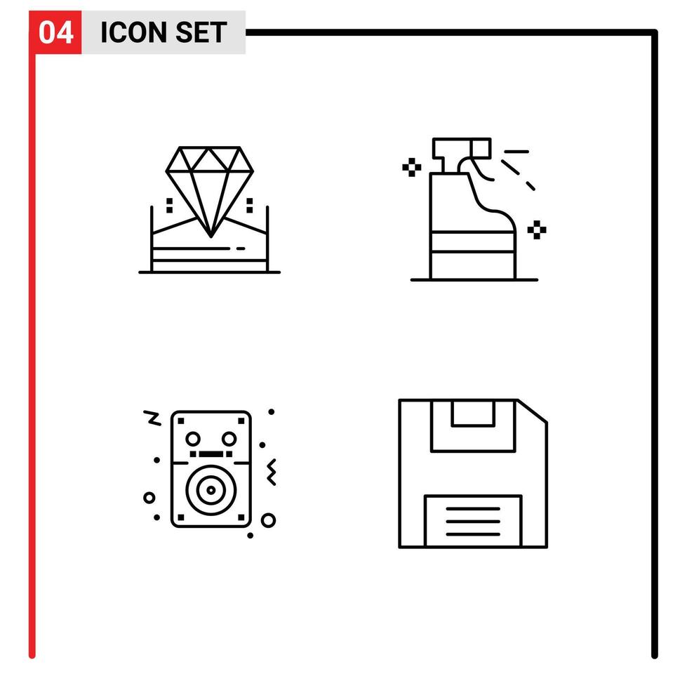 Concepto de 4 líneas para sitios web móviles y aplicaciones canciones brillantes reproductor de detergente de hotel elementos de diseño vectorial editables vector