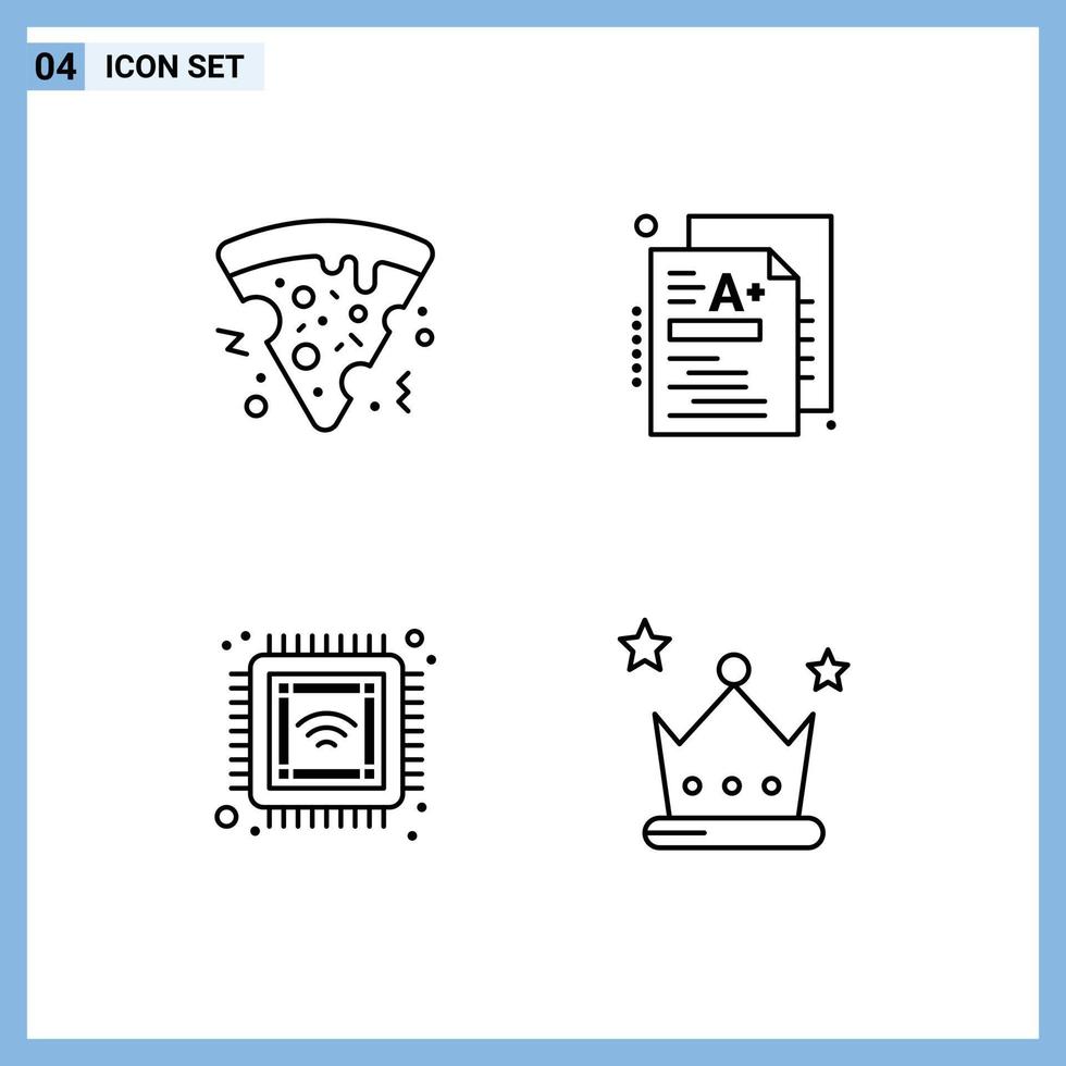 Modern Set of 4 Filledline Flat Colors and symbols such as fast food future test knowledge achievement Editable Vector Design Elements