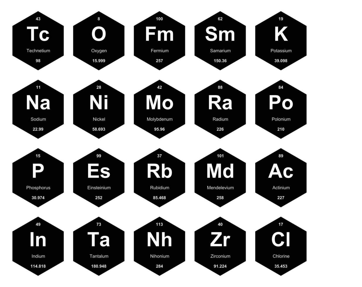 20 Preiodic table of the elements Icon Pack Design vector