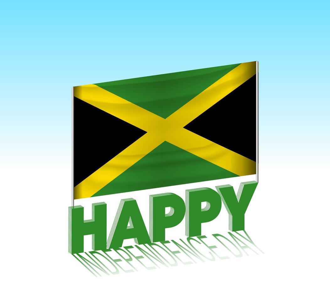 Jamaica independence day. Simple Jamaica flag and billboard in the sky. 3d lettering template. Ready special day design message. vector