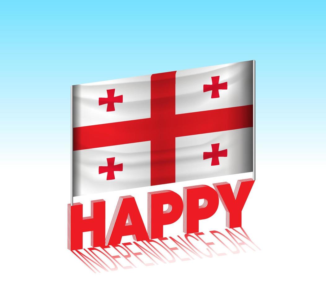 Georgia independence day. Simple Georgia flag and billboard in the sky. 3d lettering template. Ready special day design message. vector