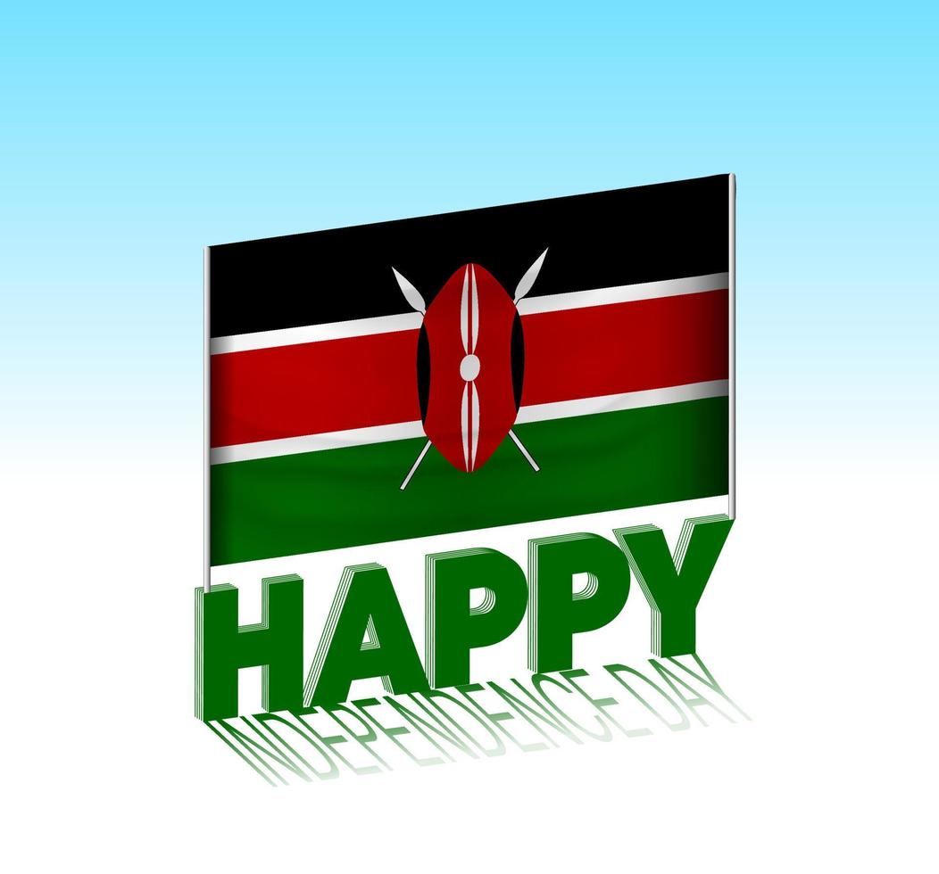 Kenya independence day. Simple Kenya flag and billboard in the sky. 3d lettering template. Ready special day design message. vector