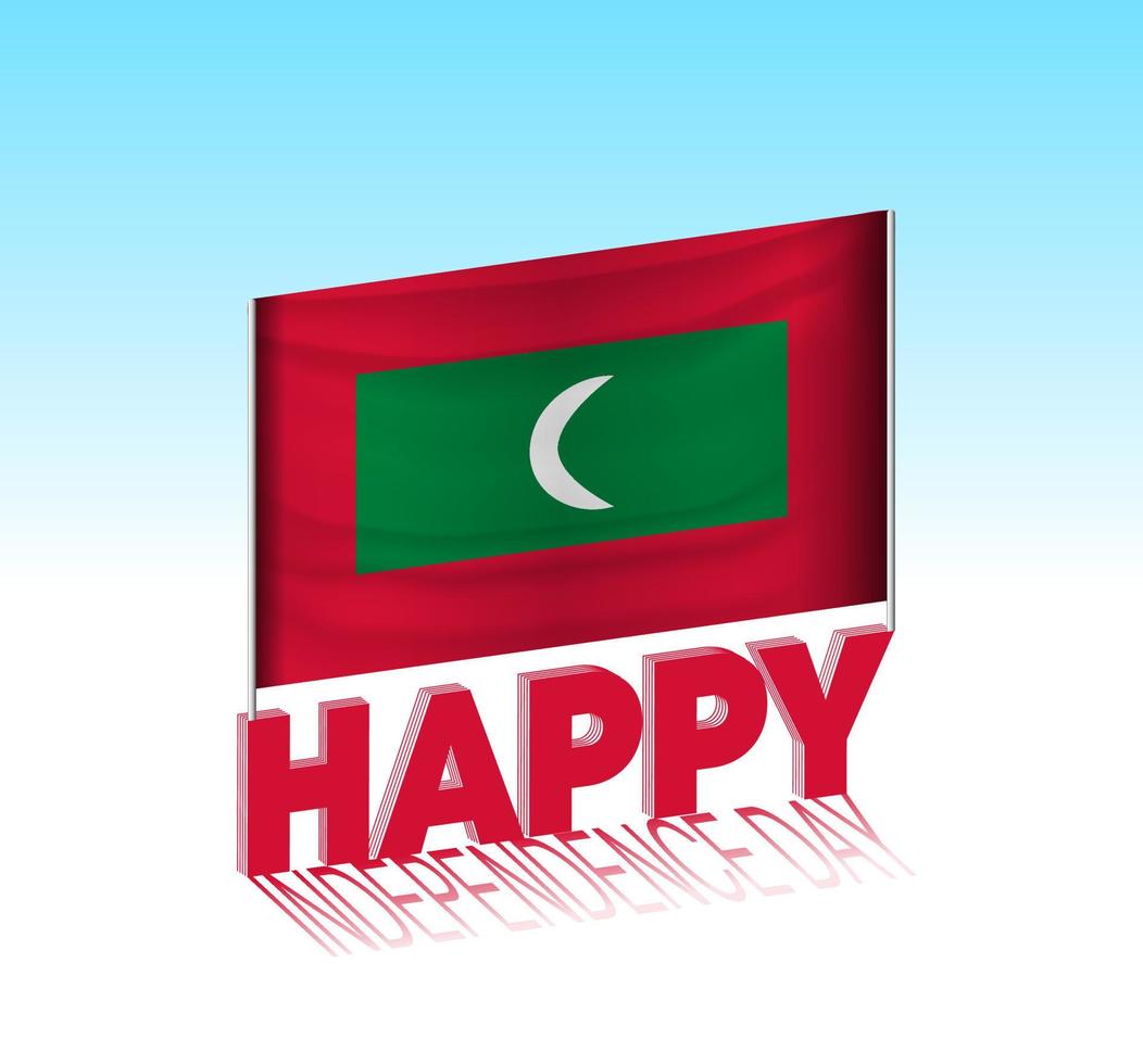 Maldives independence day. Simple Maldives flag and billboard in the sky. 3d lettering template. Ready special day design message. vector