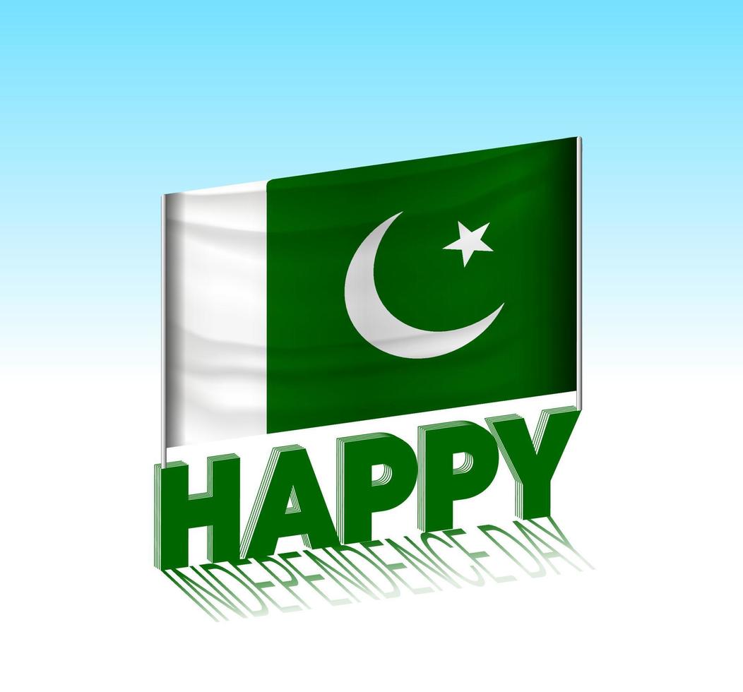 Pakistan independence day. Simple Pakistan flag and billboard in the sky. 3d lettering template. Ready special day design message. vector